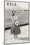 Hula Girl with Lei on Beach-null-Mounted Art Print