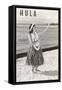 Hula Girl with Lei on Beach-null-Framed Stretched Canvas