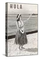 Hula Girl with Lei on Beach-null-Stretched Canvas