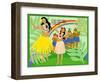 Hula Girls in Paradise Island, Hawaii-Noriko Sakura-Framed Art Print