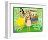 Hula Girls in Paradise Island, Hawaii-Noriko Sakura-Framed Art Print