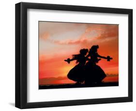 Hula Sisters: Hawaiian Hula Dancers at Sunset-Randy Jay Braun-Framed Art Print