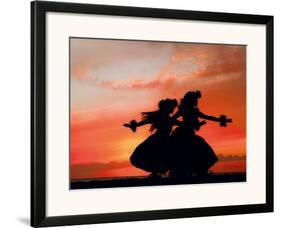 Hula Sisters: Hawaiian Hula Dancers at Sunset-Randy Jay Braun-Framed Giclee Print