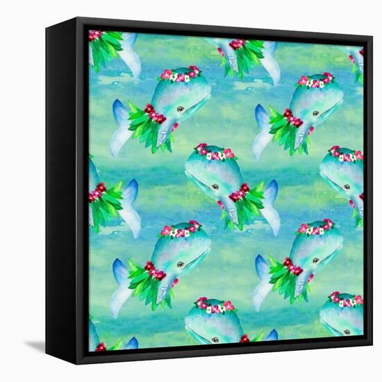 Hula Whale Pattern-Lanie Loreth-Framed Stretched Canvas