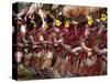 Huli Wigmen Beating Kundu Drum and Dancing, Sing Sing Festival, Mt. Hagen, Papua New Guinea-Keren Su-Stretched Canvas