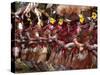 Huli Wigmen Beating Kundu Drum and Dancing, Sing Sing Festival, Mt. Hagen, Papua New Guinea-Keren Su-Stretched Canvas