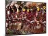 Huli Wigmen Beating Kundu Drum and Dancing, Sing Sing Festival, Mt. Hagen, Papua New Guinea-Keren Su-Mounted Photographic Print