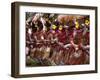 Huli Wigmen Beating Kundu Drum and Dancing, Sing Sing Festival, Mt. Hagen, Papua New Guinea-Keren Su-Framed Photographic Print