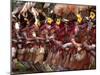 Huli Wigmen Beating Kundu Drum and Dancing, Sing Sing Festival, Mt. Hagen, Papua New Guinea-Keren Su-Mounted Photographic Print