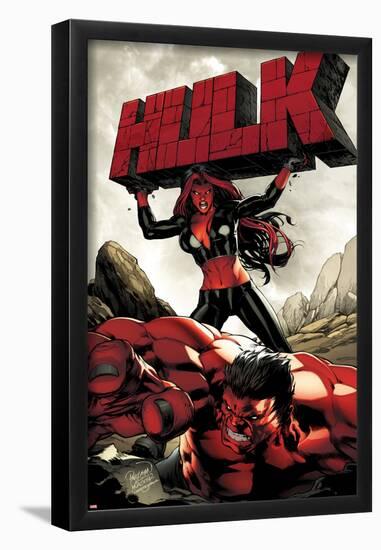 Hulk No.47 Cover: Red She-Hulk and Red Hulk-Carlo Pagulayan-Framed Poster