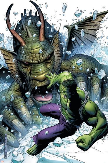 Hulk Vs. Fin Fang Foom No.1 Cover: Hulk and Fin Fang Foom-Jim Cheung-Lamina Framed Poster