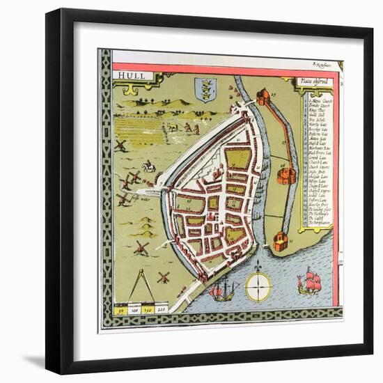 Hull, Detail from the Map of the North and East Ridings of Yorkshire-null-Framed Giclee Print