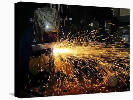 Hull Maintenance Technician Welds Scrap Metal-Stocktrek Images-Stretched Canvas