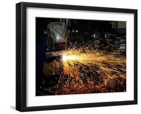 Hull Maintenance Technician Welds Scrap Metal-Stocktrek Images-Framed Photographic Print