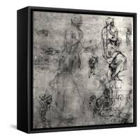 Human and Architectural Studies-Michelangelo Buonarroti-Framed Stretched Canvas