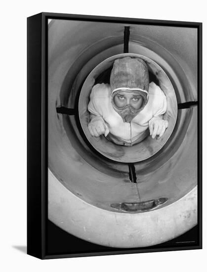 Human Cannonball Egle Zacchini, Inside Cannon Just Before Her Launching During Circus Act-Cornell Capa-Framed Stretched Canvas