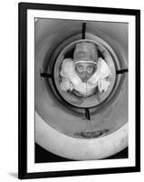 Human Cannonball Egle Zacchini, Inside Cannon Just Before Her Launching During Circus Act-Cornell Capa-Framed Photographic Print