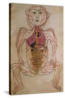 Human Circulation System from Mansur's Anatomy by 15th C. Persian Mansur Ibn Ilyas-null-Stretched Canvas