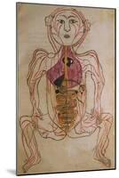 Human Circulation System from Mansur's Anatomy by 15th C. Persian Mansur Ibn Ilyas-null-Mounted Art Print