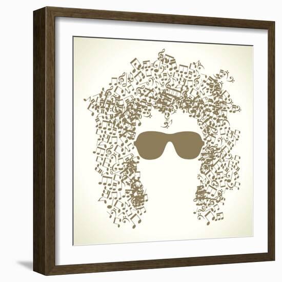 Human Face is Made up of Musical Notes. Concept of Music. Vector Illustration-VLADGRIN-Framed Art Print