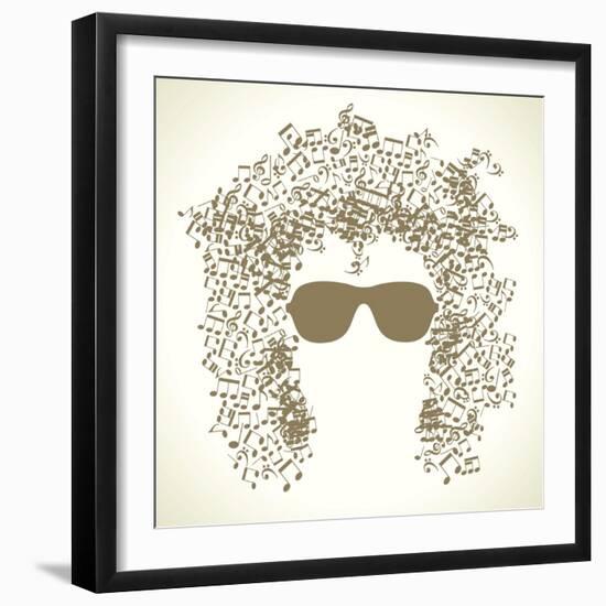 Human Face is Made up of Musical Notes. Concept of Music. Vector Illustration-VLADGRIN-Framed Art Print