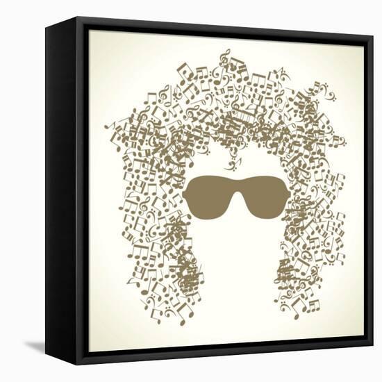 Human Face is Made up of Musical Notes. Concept of Music. Vector Illustration-VLADGRIN-Framed Stretched Canvas