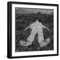 Human Figure Outline Imprinted On Grass-sirylok-Framed Art Print