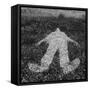 Human Figure Outline Imprinted On Grass-sirylok-Framed Stretched Canvas