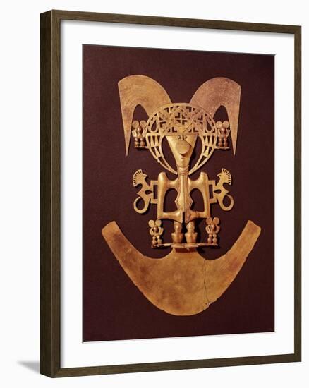 Human Figure Pendant with Headdress from Popayan Pre-Hispanic Colombian, c. 1492-null-Framed Giclee Print