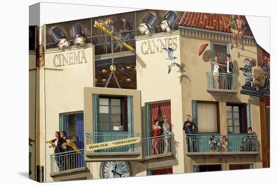 Human Figures on the World Cinema Building, Cannes, Provence-Alpes-Cote D'Azur, France-null-Stretched Canvas