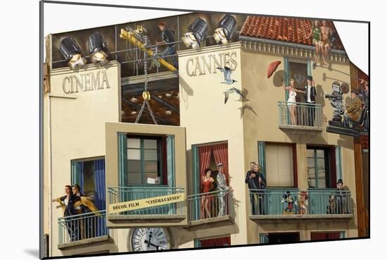 Human Figures on the World Cinema Building, Cannes, Provence-Alpes-Cote D'Azur, France-null-Mounted Giclee Print