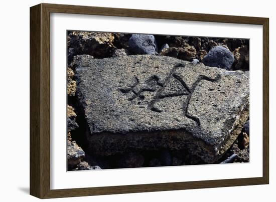 Human Figures, Stone Engraving, Puako Petroglyph Archaeological District, Hawaii, United States-null-Framed Giclee Print