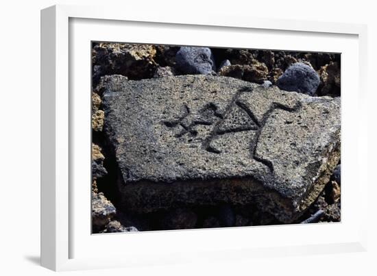 Human Figures, Stone Engraving, Puako Petroglyph Archaeological District, Hawaii, United States-null-Framed Giclee Print