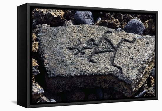 Human Figures, Stone Engraving, Puako Petroglyph Archaeological District, Hawaii, United States-null-Framed Stretched Canvas