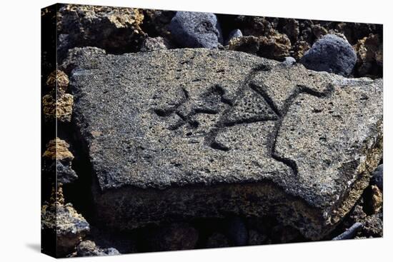 Human Figures, Stone Engraving, Puako Petroglyph Archaeological District, Hawaii, United States-null-Stretched Canvas