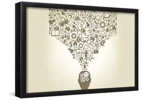 Human Head And Icons Of Science-null-Framed Poster