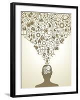 Human Head And Icons Of Science-VLADGRIN-Framed Art Print