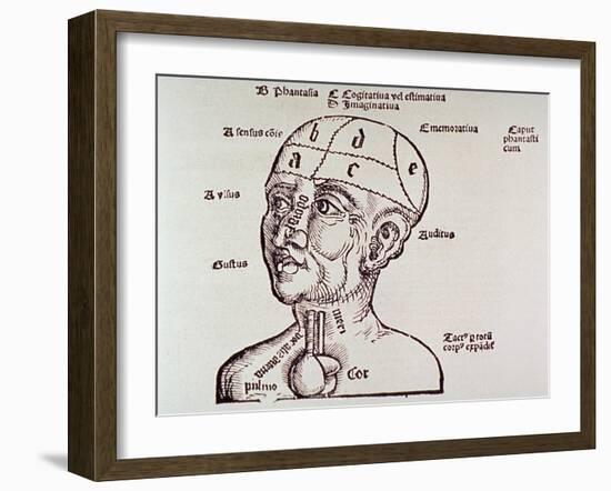 Human Head Mapping Sections of the Brain to Corresponding Body Parts, 1513-null-Framed Art Print