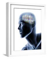 Human Head with EEG Brainwaves-null-Framed Photographic Print