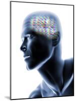 Human Head with EEG Brainwaves-null-Mounted Photographic Print