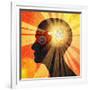 Human Head with Gears Heart Sun and Wall Background-patrice6000-Framed Art Print