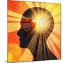 Human Head with Gears Heart Sun and Wall Background-patrice6000-Mounted Art Print