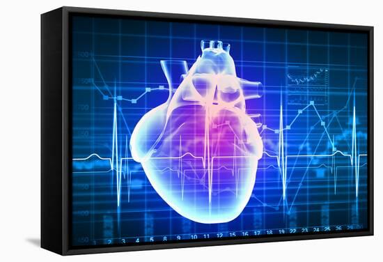 Human Heart with Cardiogram-Sergey Nivens-Framed Stretched Canvas