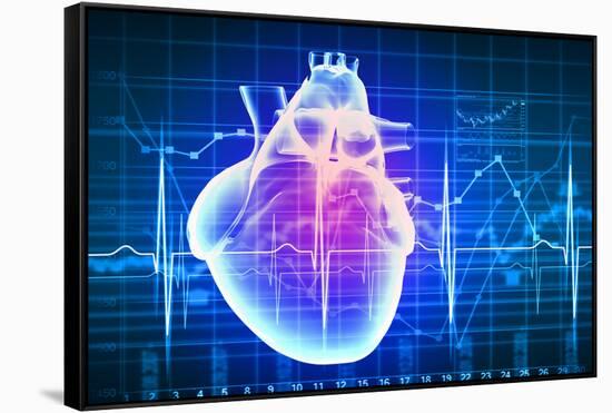 Human Heart with Cardiogram-Sergey Nivens-Framed Stretched Canvas