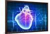 Human Heart with Cardiogram-Sergey Nivens-Framed Art Print