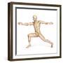 Human Male in Athletic Dynamic Posture, with Skeleton Superimposed-null-Framed Art Print