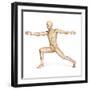 Human Male in Athletic Dynamic Posture, with Skeleton Superimposed-null-Framed Art Print