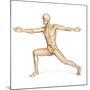 Human Male in Athletic Dynamic Posture, with Skeleton Superimposed-null-Mounted Art Print