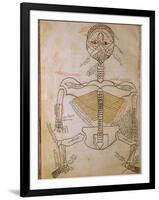 Human Skeleton from Mansur's Anatomy by 15th C. Persian Mansur Ibn Ilyas-null-Framed Art Print