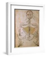 Human Skeleton from Mansur's Anatomy by 15th C. Persian Mansur Ibn Ilyas-null-Framed Art Print